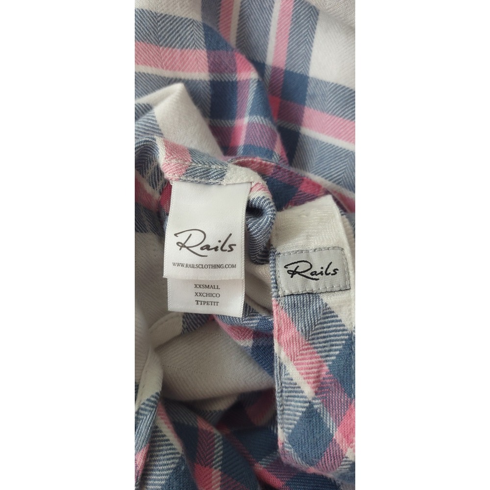 Rails Hunter Plaid Woven Rayon Button-Up Shirt Collared Long Sleeve Cowgirl XXS - Picture 4 of 6